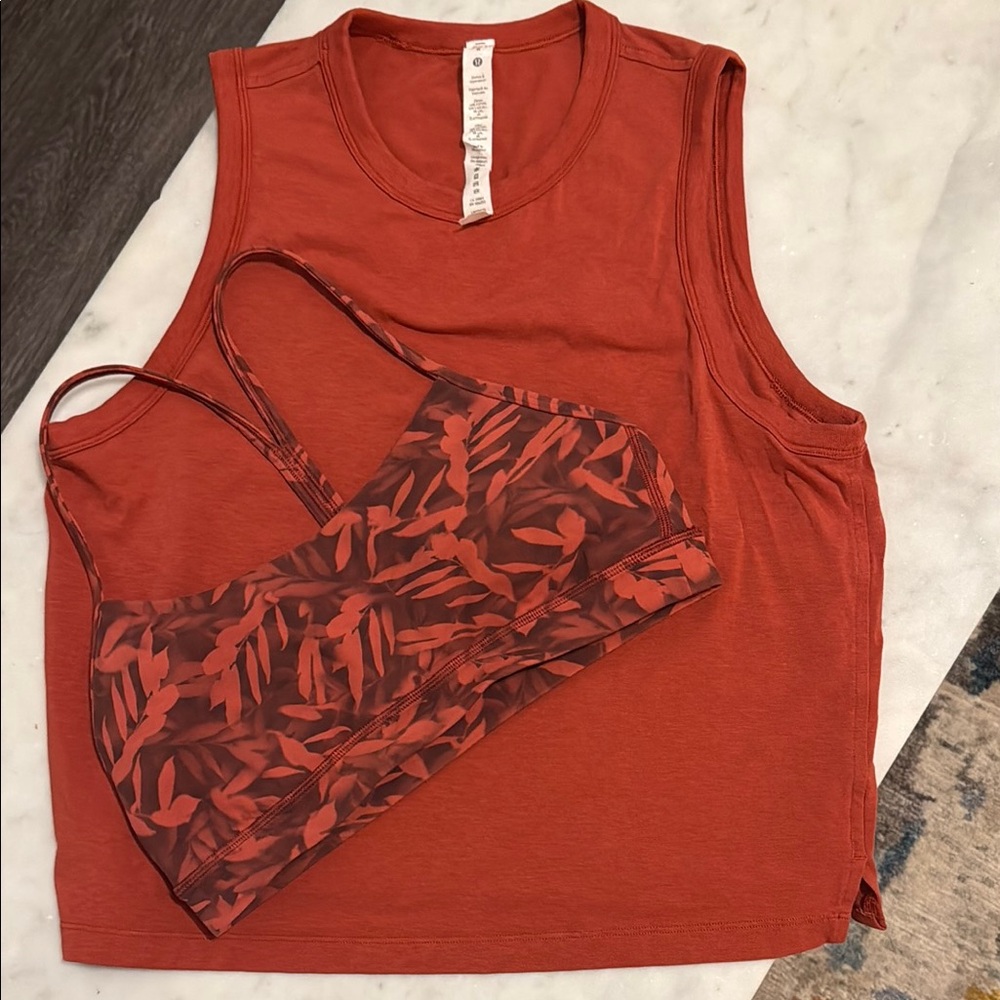 Lululemon Athletica Red Muscle Tee Sleeveless Crop